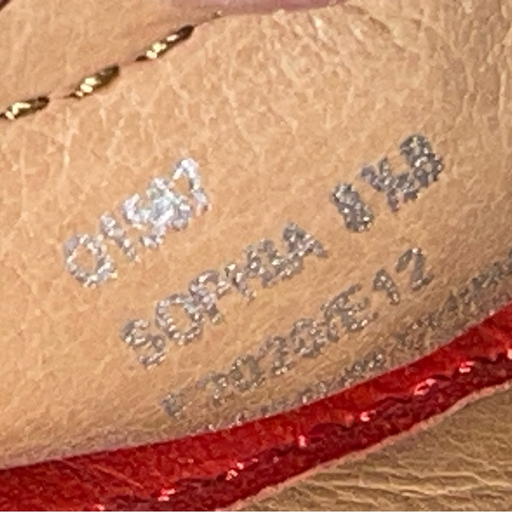 Coach Ballet Flats - Orange Leather w/ signature COACH Brown/Tan Canvas - Picture 6 of 7